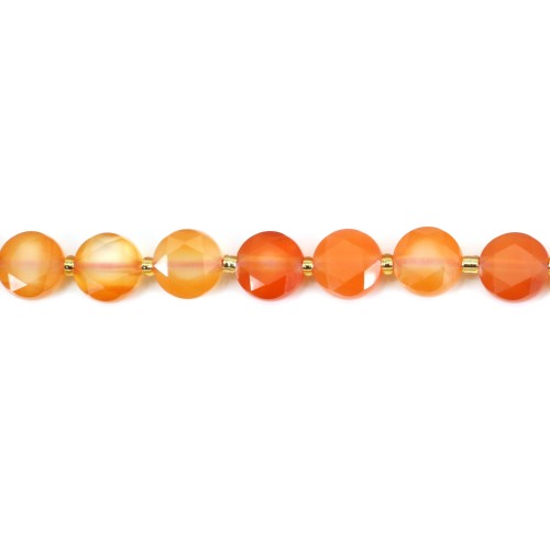 Carnelian flat faceted round beads 8mm x 38cm (41 pieces)