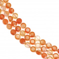 Cornaline rond plat facetté 8mm x 38cm