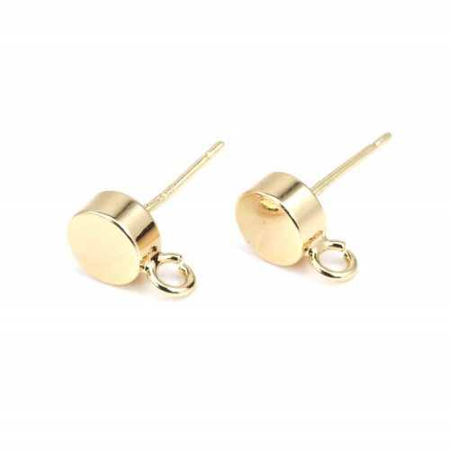 Flat round ear stud to decorate 6mm - Gold x 2pcs