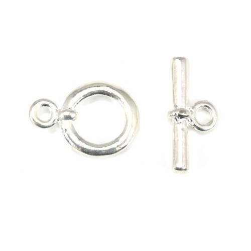 Toggle OT Verschluss aus glattem Metall, silberfarben, 15mm x 2 Stück