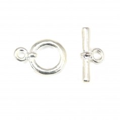 Fermoir "Toggle OT" em metal liso, cor prateada, 15mm x 2 peças
