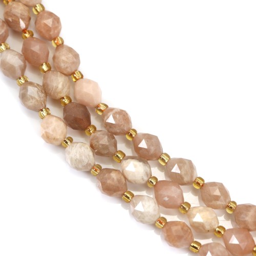 Moonstone orange olive faceted 6x8mm x 39cm