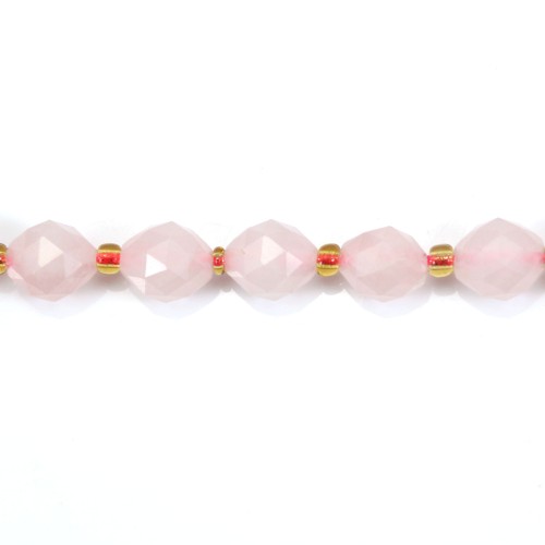 Quartzo rosa facetado em forma de azeitona 5x6mm x 38cm (47 peças)