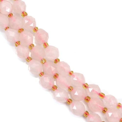 Faceted olive pink quartz 5x6mm x 38cm (47 pieces)