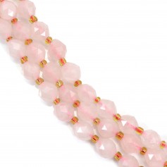 Quartzo rosa facetado em forma de azeitona 5x6mm x 38cm (47 peças)