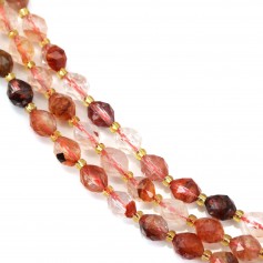 Quarzo Ematoide rosso (Quarzo fuoco) oliva sfaccettato 6x8mm x 39cm