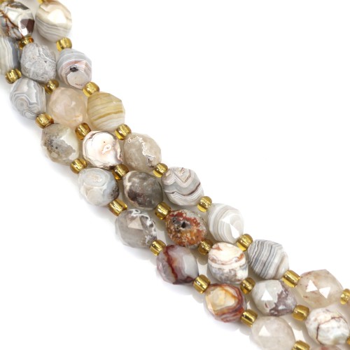 Agata pizzo pazzo (Agata messicana) ovale sfaccettata 6x8mm x 39cm