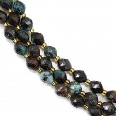 Azurite olive facetté 6x8mm x 39cm