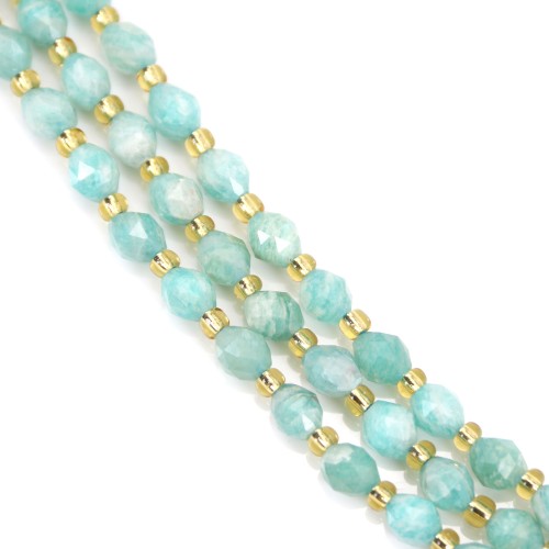 Amazonite del Perù, oliva, sfaccettato, 5x6mm x 38cm (48 pezzi)