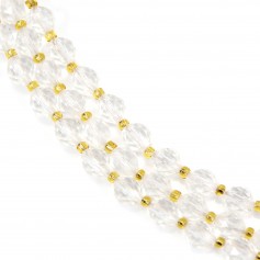 Faceted olive-shaped rock crystal 6x8mm x 39cm