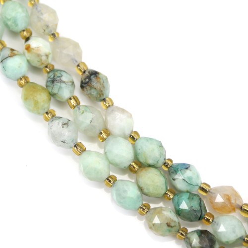 Chrysocolle olive facetté 6x8mm x 39cm