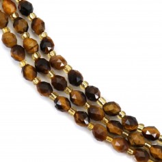 Oeil de tigre olive facetté 5x6mm x 38cm (47pcs)