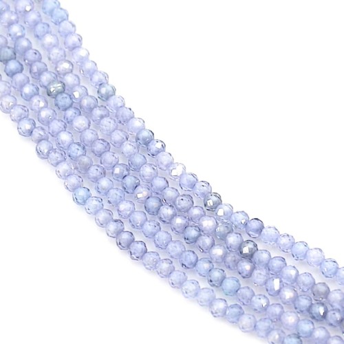 Facettierter blauer Tansanit-Zirkoniaoxid 2 mm x 39 cm.