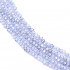 Óxido de zircónio azul tanzanita facetado 2mm x 39cm