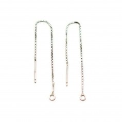 Cadena de oreja en malla cuadrada 0.65x80mm - Plata 925 rodinada x 2 unidades