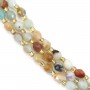Amazonita multicolor en forma de oliva facetada de 5x6 mm x 38 cm (48 piezas)