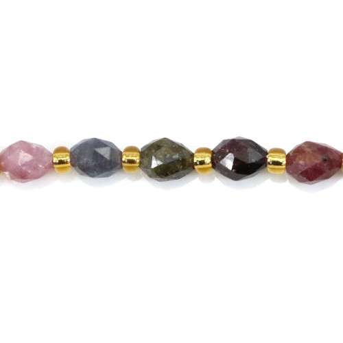 Faceted olive-shaped Ruby Sapphire 5x6mm x 39cm (48 pieces)