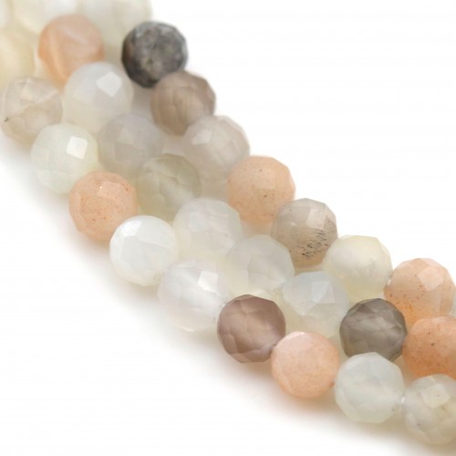 Moonstone multicolored round faceted, 4mm x 40cm