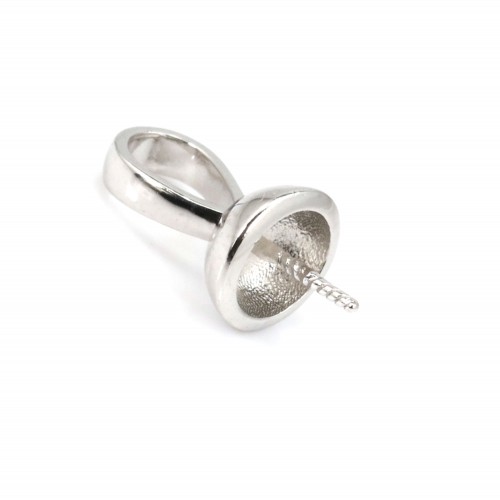 Argola para meia perfurada de pérola - 14mm - Prata 925 rodinada x 1 unid.