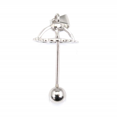 Asola corona per perla completamente forata (8mm) - 20mm - Argento 925 rodio x 1pz