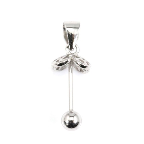 Bélière fleur pour perle entièrement percée (12mm) - 26mm - Argent 925 rhodié x 1pc