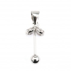 Bail Blume für vollständig durchbohrte Perle (12mm) - 26mm - Rhodiniertes 925er Silber x 1 Stück