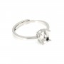 Anello regolabile per cabochon ovale incastonato 6x8mm - Argento 925 rodio x 1pz