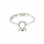Anillo ajustable para engastar cabujón ovalado de 6x8mm - Plata 925 rodinada x 1ud.