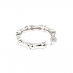 Anillo de hueso ajustable doble semi perforado - Plata 925 rodinada x 1ud