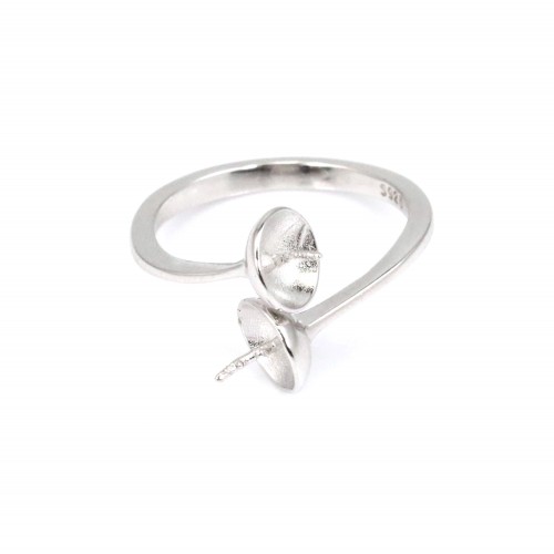 Anillo ajustable doble semi percé - Plata 925 rodinada x 1ud