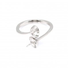 Bague réglable double semi percé - Argent 925 rhodié x 1pc