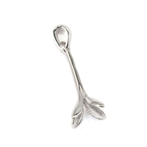Bail flower for half-drilled bead - 24mm - Rhodium plated 925 silver x 1pc