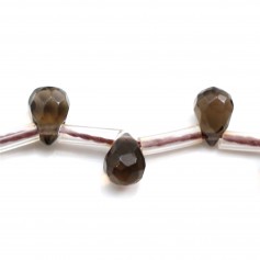Smoky quartz drop faceted 6x9mm x 40cm