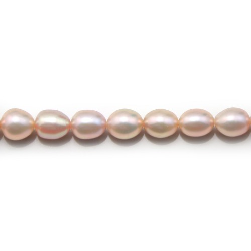 Freshwater cultured pearls, salmon, olive, 5-7mm x 37cm