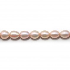 Freshwater cultured pearls, salmon, oval, 5-7mm x 40cm