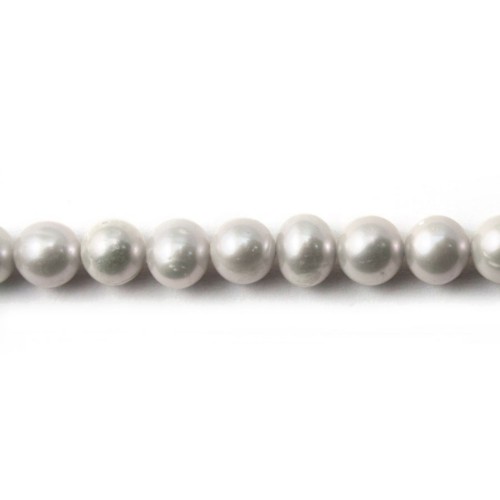 Perles de culture d'eau douce, gris, ovale, 6-7mm x 36cm