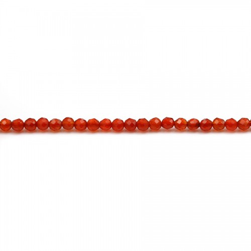 Karneol, rund facettiert, 2mm x 38cm