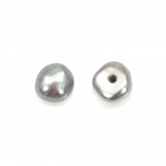 Perles de culture d'eau douce, semi-percée, gris, bouton, 3.5-4mm x 4pcs