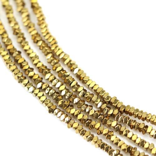 Golden hematite square faceted roundel 2x4mm x 40cm