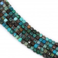 Chrysocolla faceted cube 2mm x 39cm