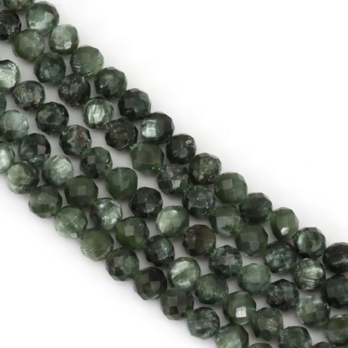 Seraphinite de couleur verte, de forme ronde facette, 3mm x 39cm