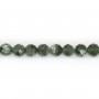 Serafinita di colore verde, di forma rotonda sfaccettata, 3mm x 39cm