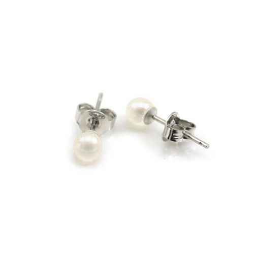 Freshwater white pearl earring 4mm x 2pcs
