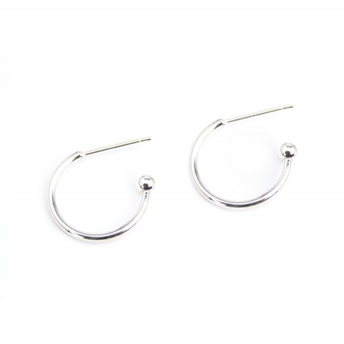 Chiodo orecchino a cerchio con pallina 15mm - Argento 925 x 2 pezzi