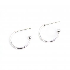 Chiodo orecchino a cerchio con pallina 15mm - Argento 925 x 2 pezzi
