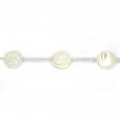 White mother-of-pearl in the shape of a rose on wire 12mm x 40cm