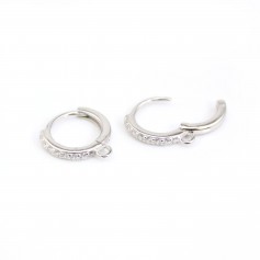 Creolo Dormeuse con strass da 12mm - ossido di zirconio e Argento 925 rodio x 2 pezzi