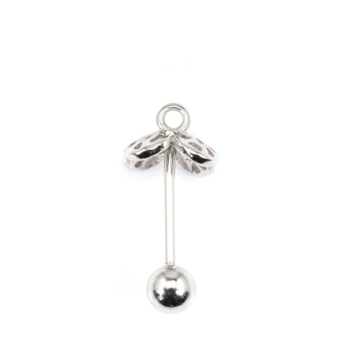 Flower charm for fully drilled bead (10mm) - 17.5mm - Rhodium-plated 925 silver x 1pc