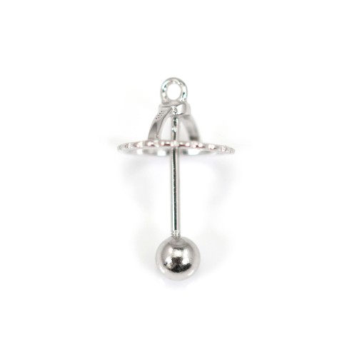 Charm corona per perla completamente forata (12mm) - 21mm - Argento 925 rodio x 1pz