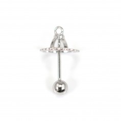 Charm corona per perla completamente forata (12mm) - 21mm - Argento 925 rodio x 1pz